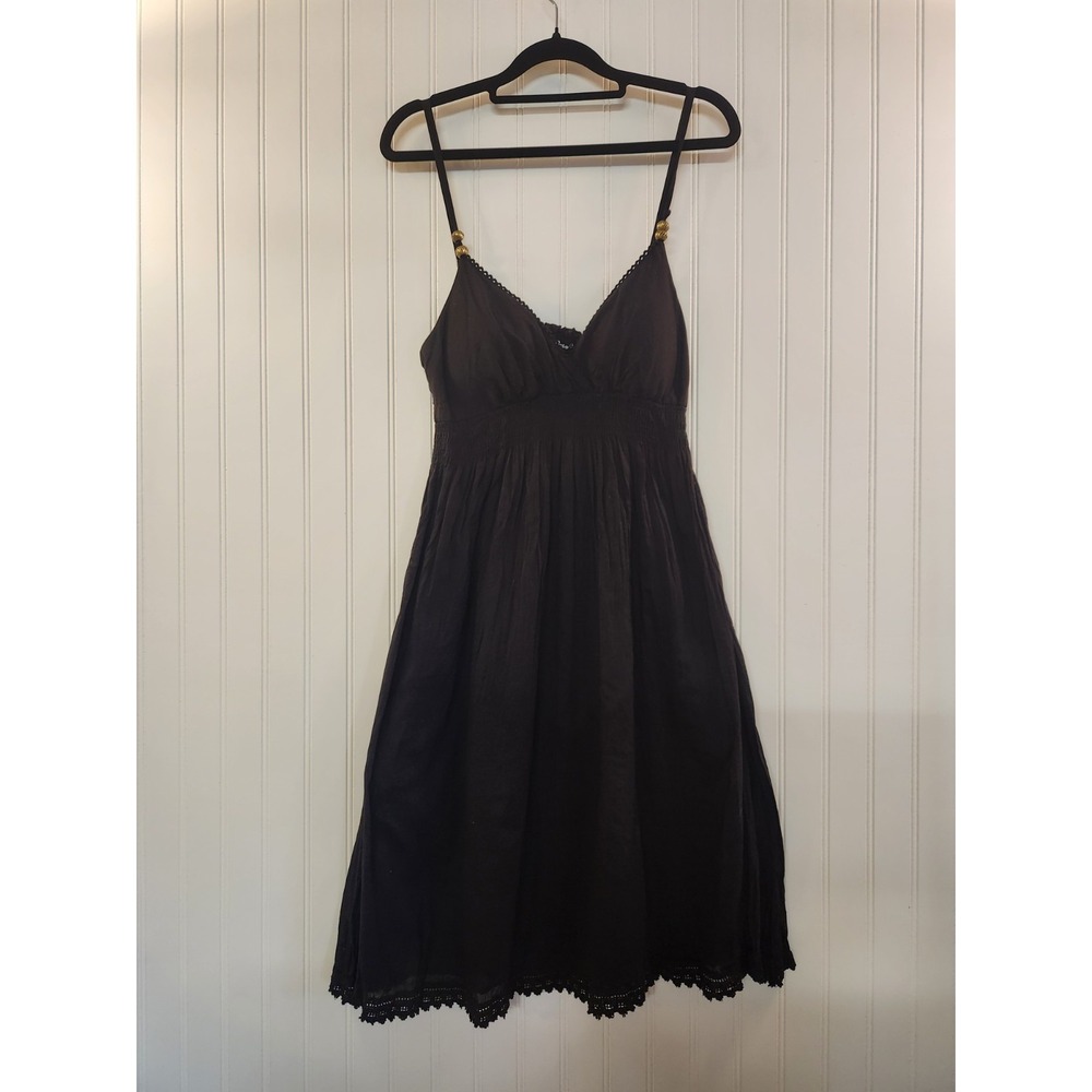 NEW Planet Gold Women's Black Empire Waist Smock Thin Strap Dress Size L Party